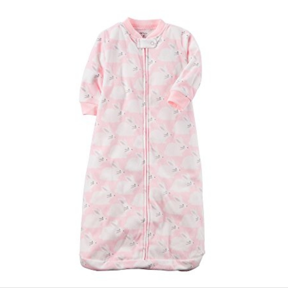 Carter's Fleece sleep sack Pink White Bunny Print Size Medium M
